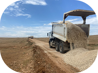 Stabilize Yol Yapımı, Mıcır Serimi